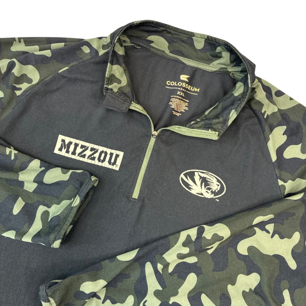 Colosseum Mizzou Pullover Mens XXL Black Camo Quarter Zip OHT Missouri Tigers